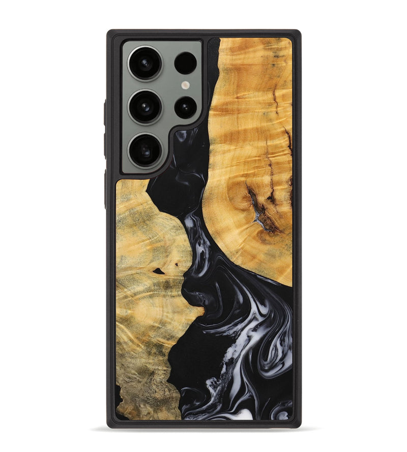 Galaxy S23 Ultra Wood+Resin Phone Case - Jasmine (Black & White, 699555)