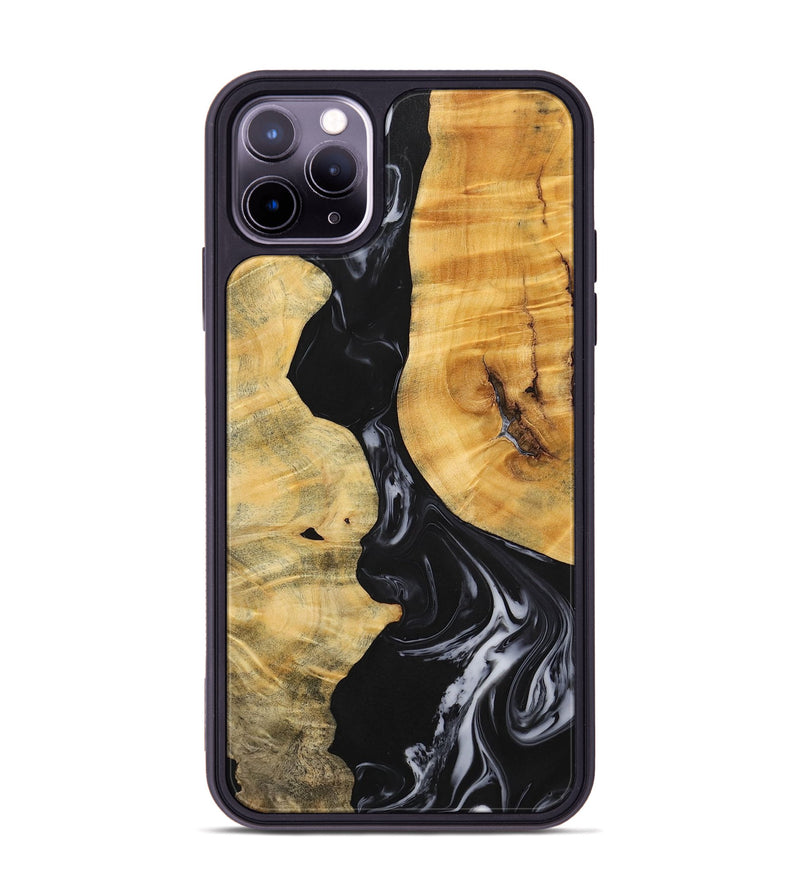 iPhone 11 Pro Max Wood+Resin Phone Case - Jasmine (Black & White, 699555)