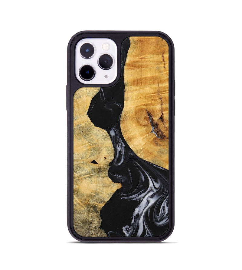 iPhone 11 Pro Wood+Resin Phone Case - Jasmine (Black & White, 699555)