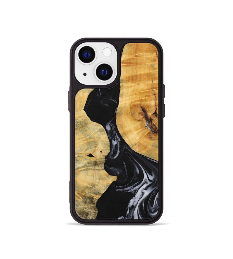 iPhone 13 mini Wood+Resin Phone Case - Jasmine (Black & White, 699555)
