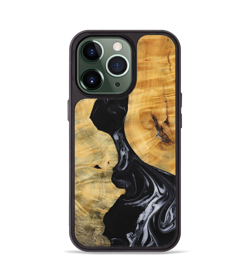 iPhone 13 Pro Wood+Resin Phone Case - Jasmine (Black & White, 699555)