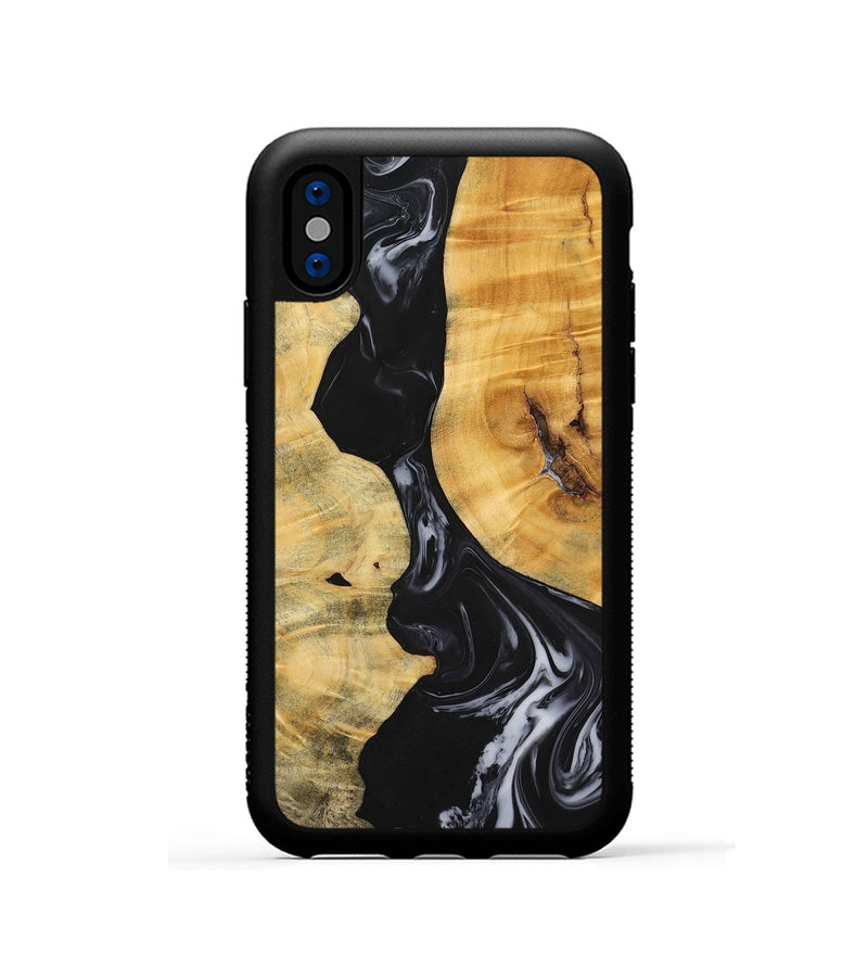 iPhone Xs Wood+Resin Phone Case - Jasmine (Black & White, 699555)