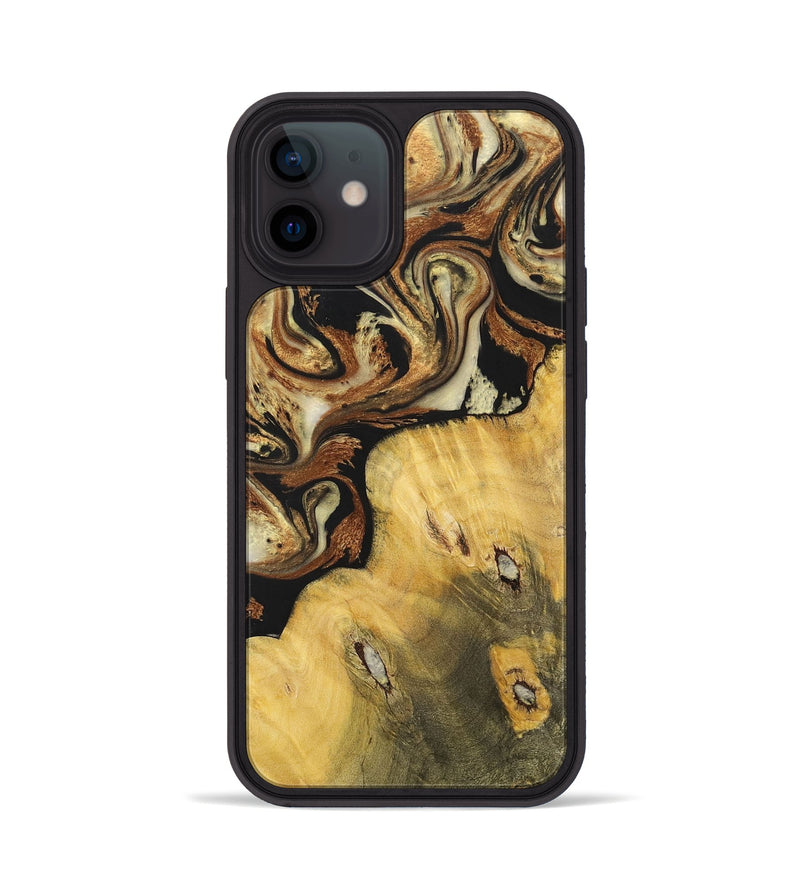 iPhone 12 Wood+Resin Phone Case - Addilyn (Black & White, 699556)