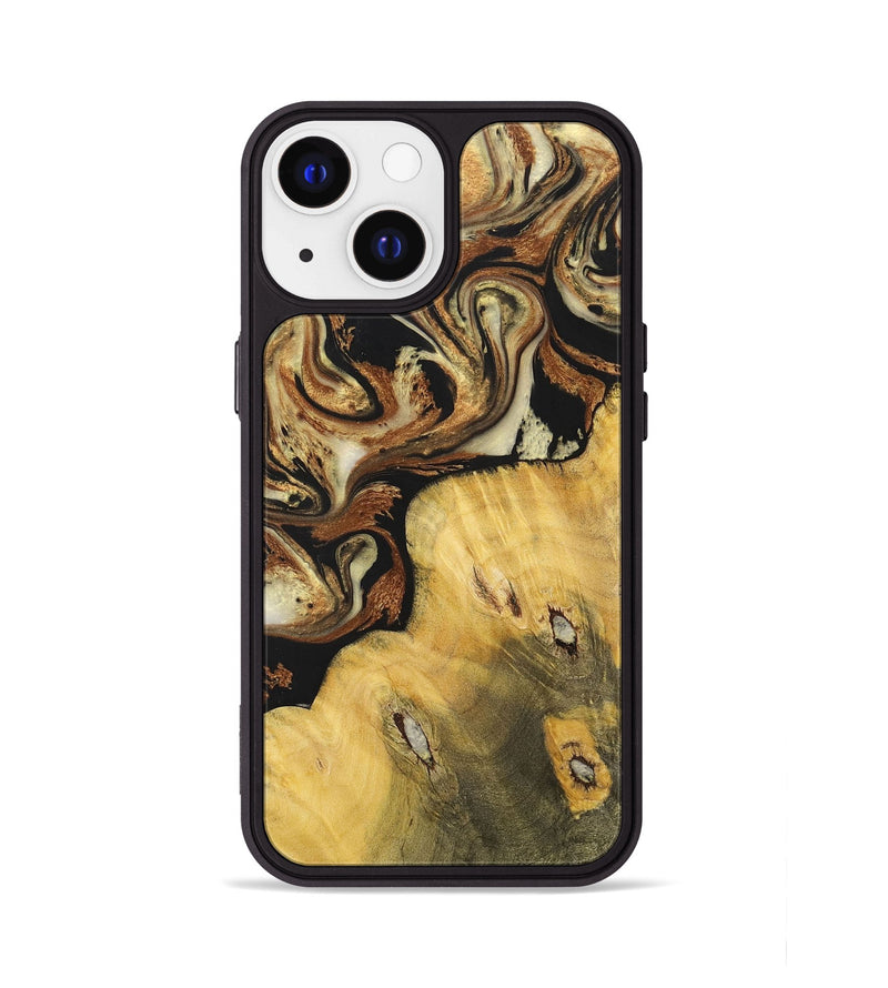 iPhone 13 Wood+Resin Phone Case - Addilyn (Black & White, 699556)
