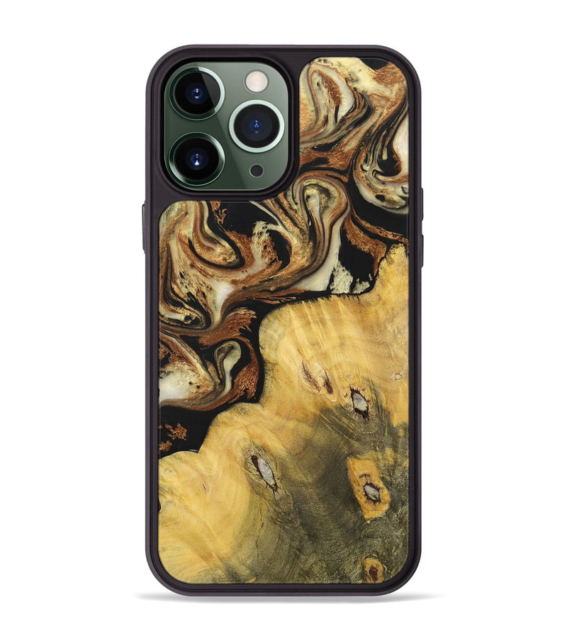 iPhone 13 Pro Max Wood+Resin Phone Case - Addilyn (Black & White, 699556)