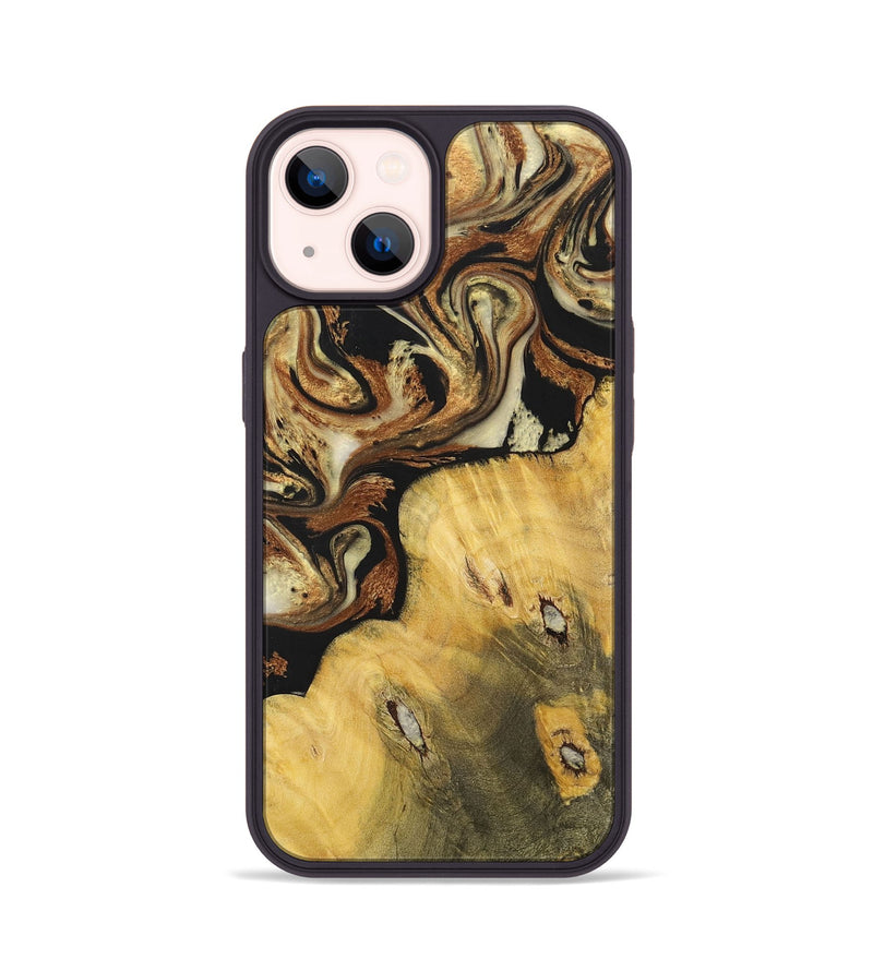 iPhone 14 Wood+Resin Phone Case - Addilyn (Black & White, 699556)