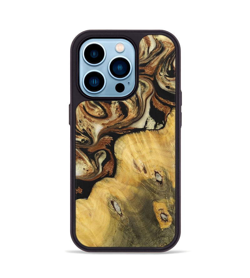iPhone 14 Pro Wood+Resin Phone Case - Addilyn (Black & White, 699556)