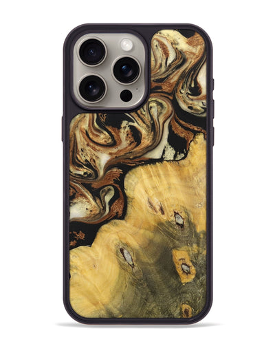 iPhone 15 Pro Max Wood+Resin Phone Case - Addilyn (Black & White, 699556)