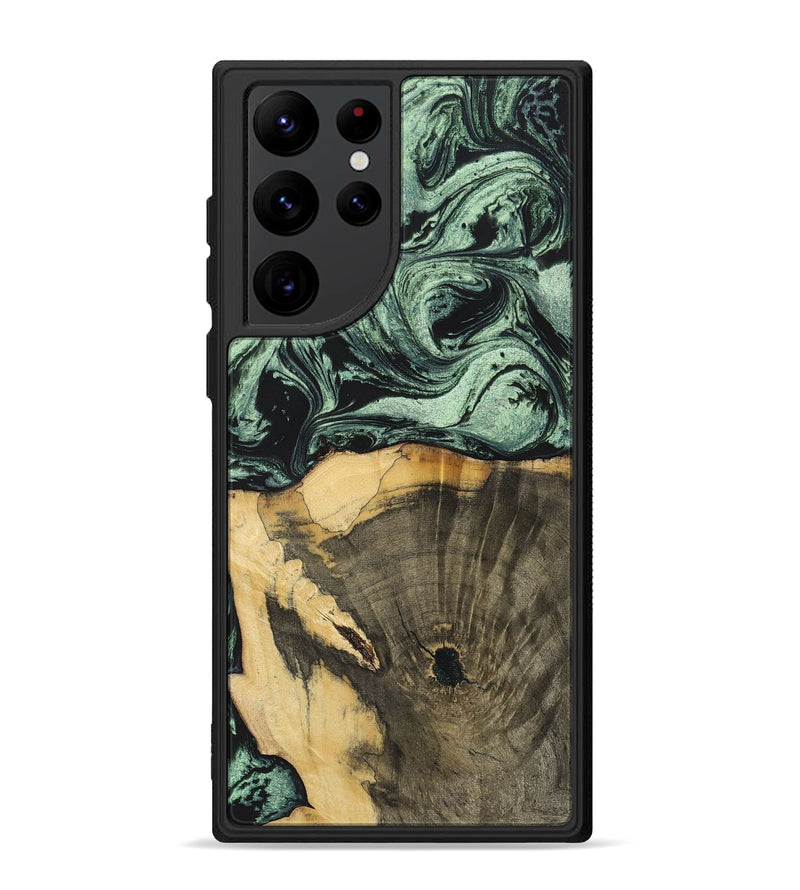 Galaxy S22 Ultra Wood+Resin Phone Case - Stella (Green, 699559)