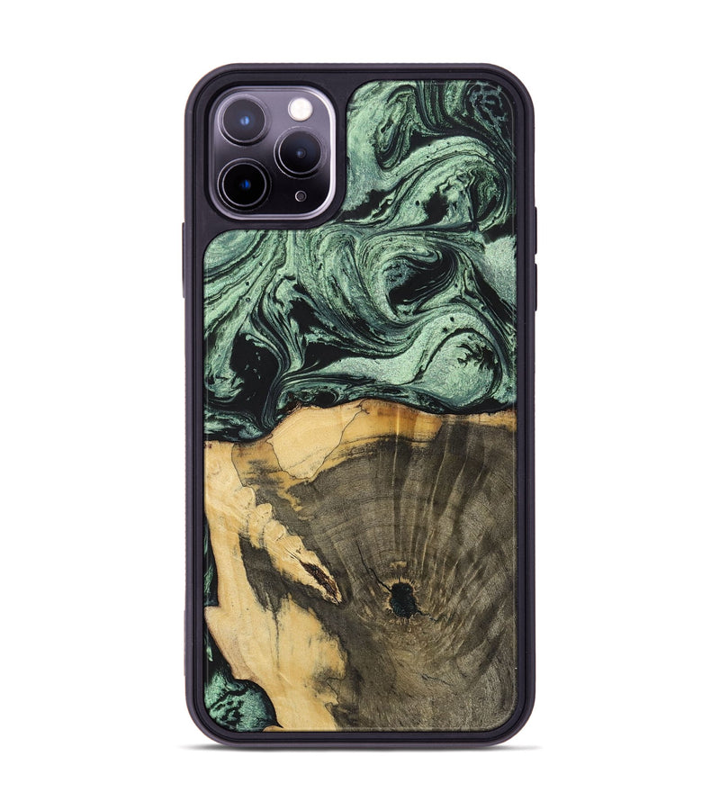 iPhone 11 Pro Max Wood+Resin Phone Case - Stella (Green, 699559)