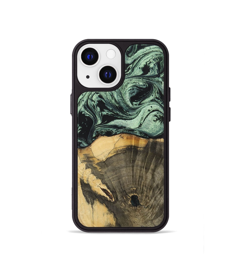 iPhone 13 mini Wood+Resin Phone Case - Stella (Green, 699559)