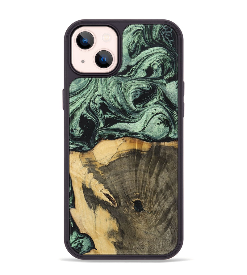 iPhone 14 Plus Wood+Resin Phone Case - Stella (Green, 699559)