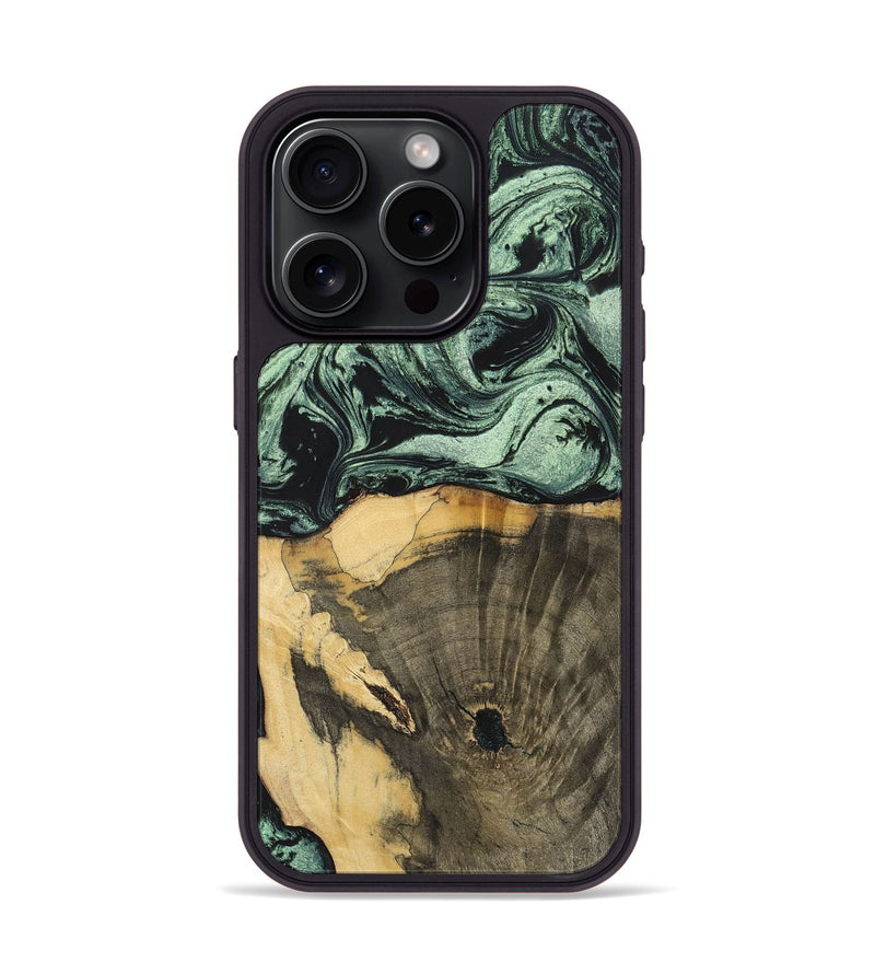 iPhone 15 Pro Wood+Resin Phone Case - Stella (Green, 699559)