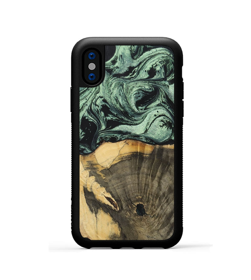 iPhone Xs Wood+Resin Phone Case - Stella (Green, 699559)