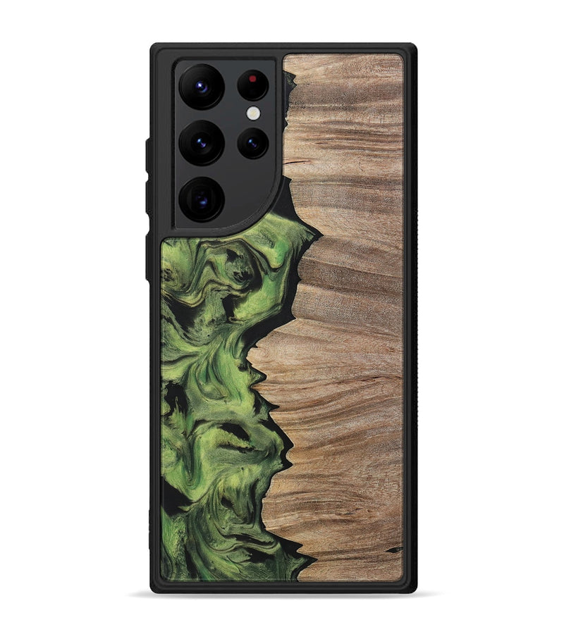 Galaxy S22 Ultra Wood+Resin Phone Case - Lizbeth (Green, 699566)