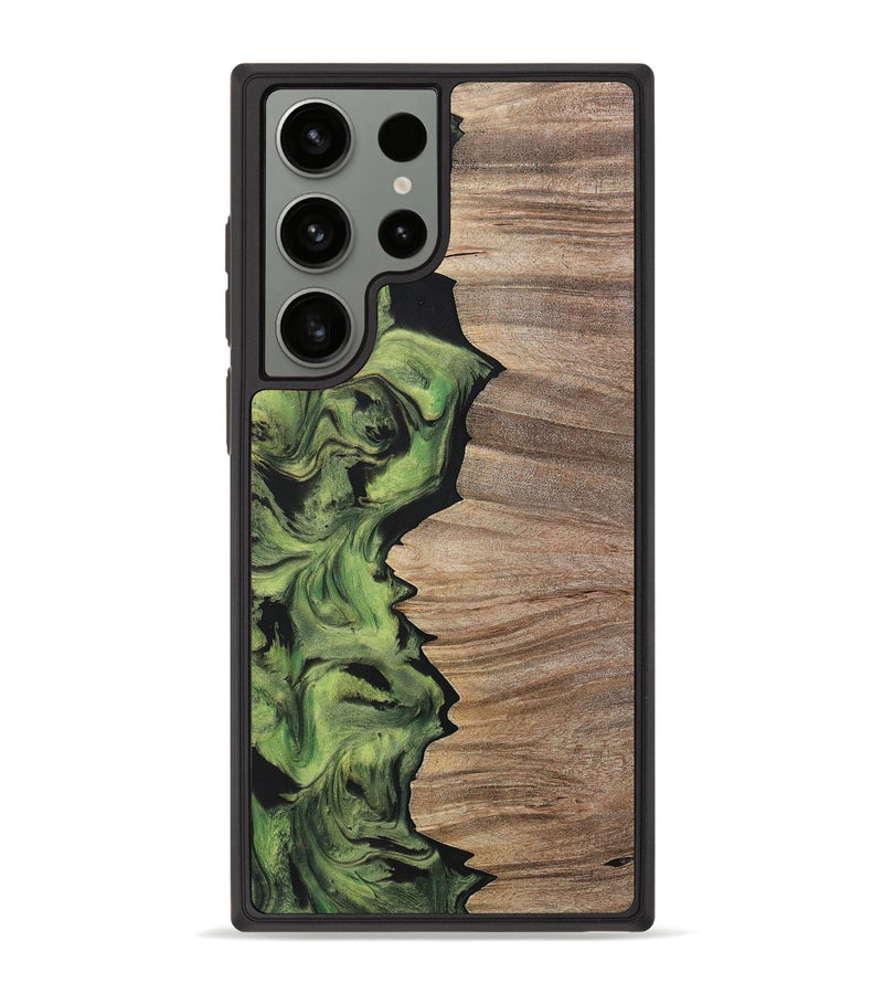 Galaxy S23 Ultra Wood+Resin Phone Case - Lizbeth (Green, 699566)