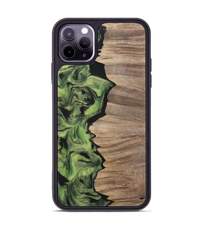 iPhone 11 Pro Max Wood+Resin Phone Case - Lizbeth (Green, 699566)