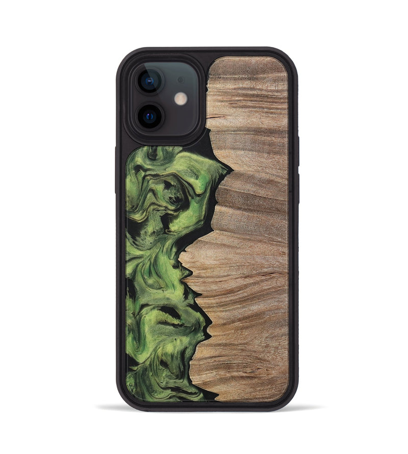 iPhone 12 Wood+Resin Phone Case - Lizbeth (Green, 699566)