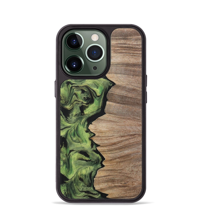 iPhone 13 Pro Wood+Resin Phone Case - Lizbeth (Green, 699566)
