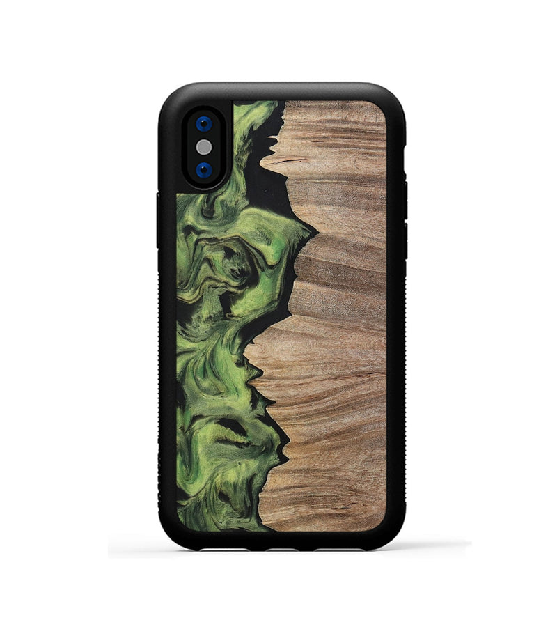 iPhone Xs Wood+Resin Phone Case - Lizbeth (Green, 699566)