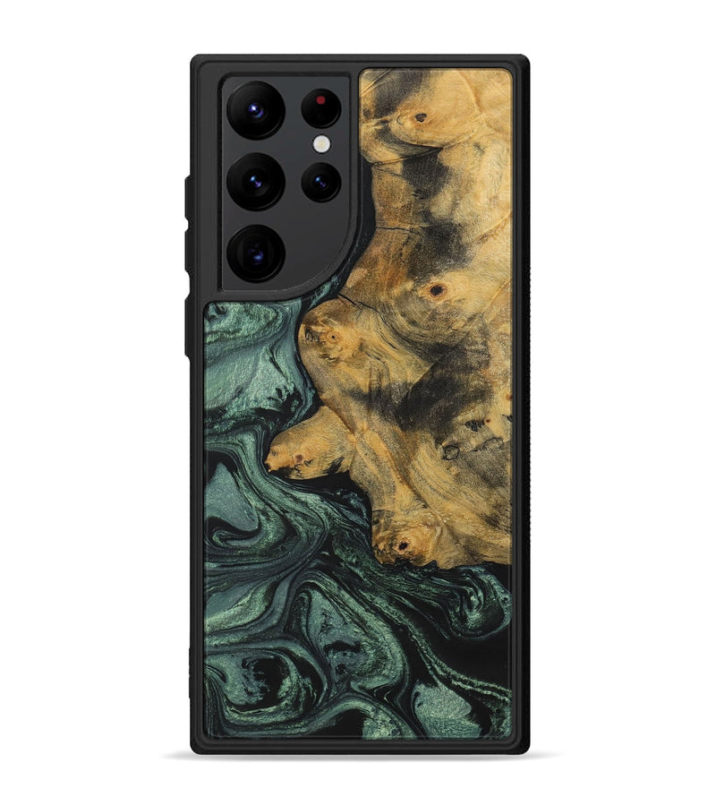 Galaxy S22 Ultra Wood+Resin Phone Case - Jim (Green, 699567)