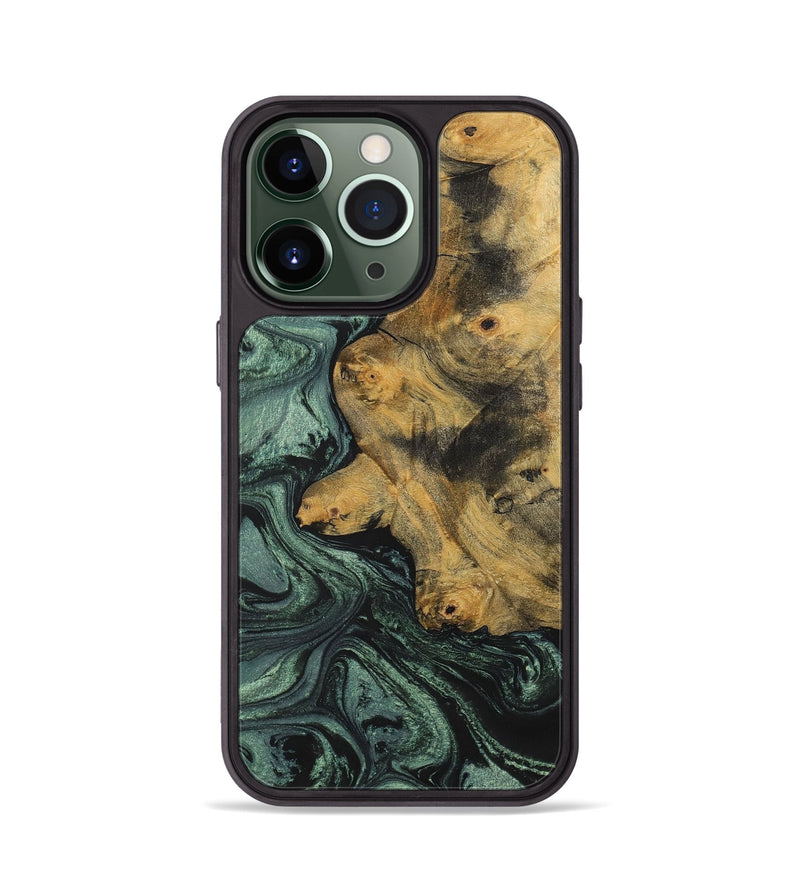 iPhone 13 Pro Wood+Resin Phone Case - Jim (Green, 699567)