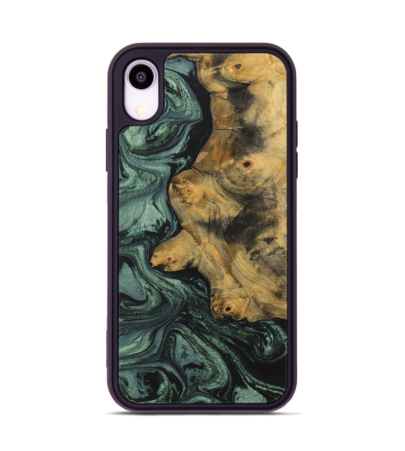 iPhone Xr Wood+Resin Phone Case - Jim (Green, 699567)