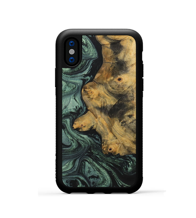 iPhone Xs Wood+Resin Phone Case - Jim (Green, 699567)