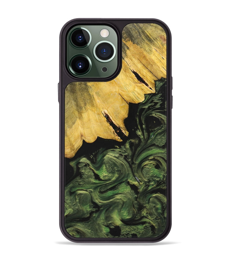 iPhone 13 Pro Max Wood+Resin Phone Case - Everlee (Green, 699572)