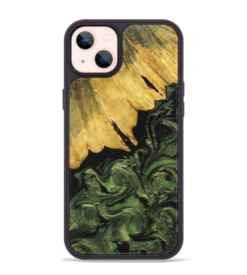 iPhone 14 Plus Wood+Resin Phone Case - Everlee (Green, 699572)