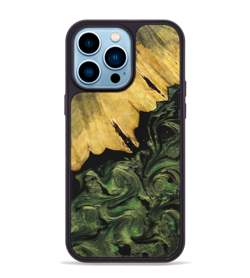 iPhone 14 Pro Max Wood+Resin Phone Case - Everlee (Green, 699572)