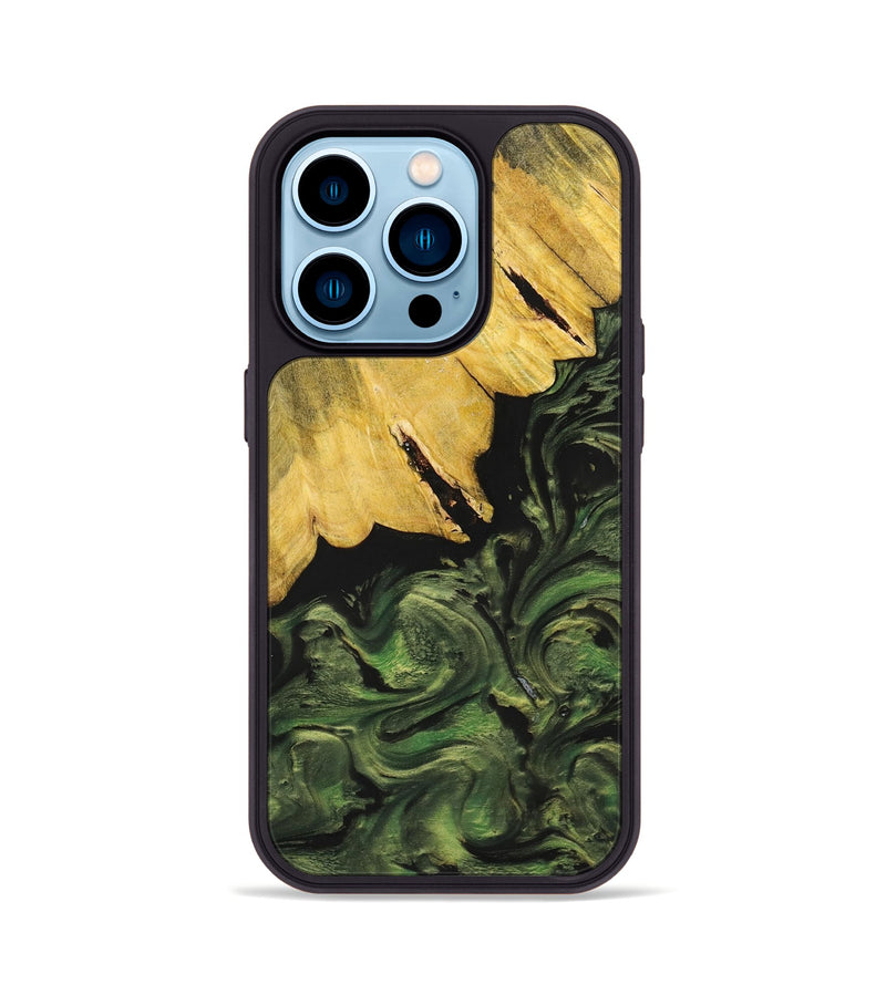 iPhone 14 Pro Wood+Resin Phone Case - Everlee (Green, 699572)
