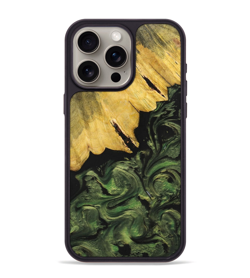 iPhone 15 Pro Max Wood+Resin Phone Case - Everlee (Green, 699572)