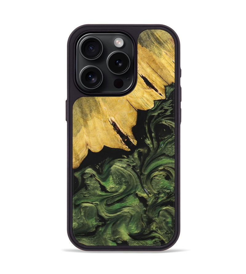 iPhone 15 Pro Wood+Resin Phone Case - Everlee (Green, 699572)