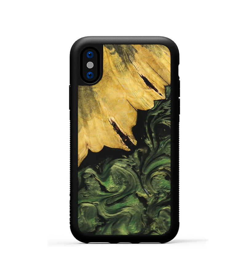 iPhone Xs Wood+Resin Phone Case - Everlee (Green, 699572)