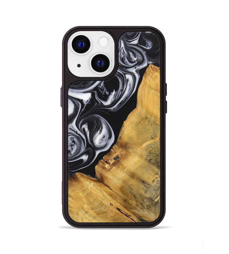 iPhone 13 Wood+Resin Phone Case - Sierra (Black & White, 699582)
