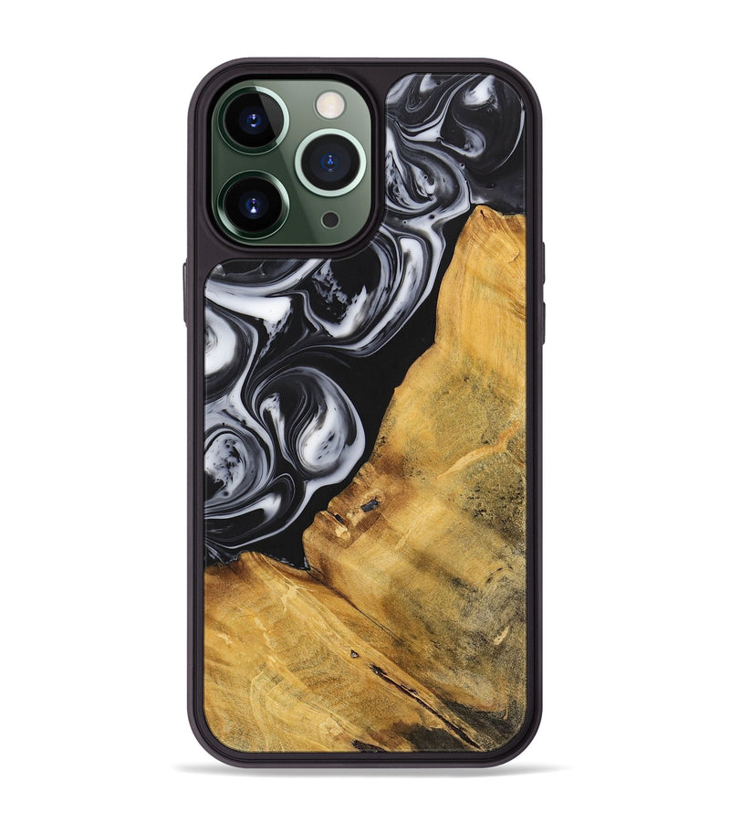 iPhone 13 Pro Max Wood+Resin Phone Case - Sierra (Black & White, 699582)
