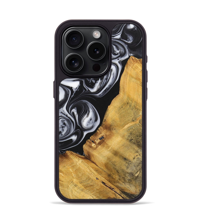 iPhone 15 Pro Wood+Resin Phone Case - Sierra (Black & White, 699582)
