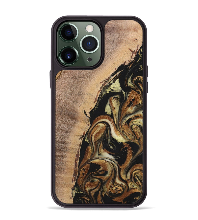 iPhone 13 Pro Max Wood+Resin Phone Case - Lamont (Black & White, 699583)