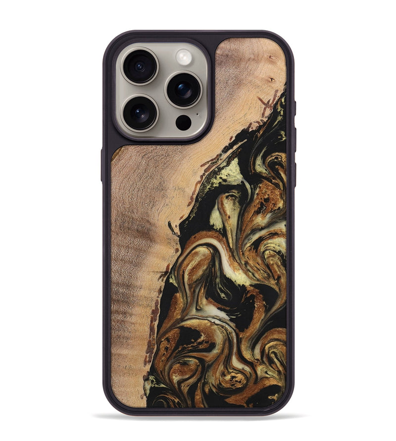 iPhone 15 Pro Max Wood+Resin Phone Case - Lamont (Black & White, 699583)