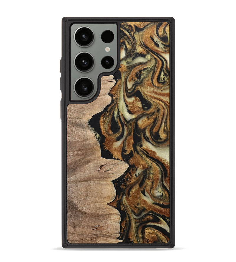 Galaxy S23 Ultra Wood+Resin Phone Case - Natasha (Black & White, 699585)