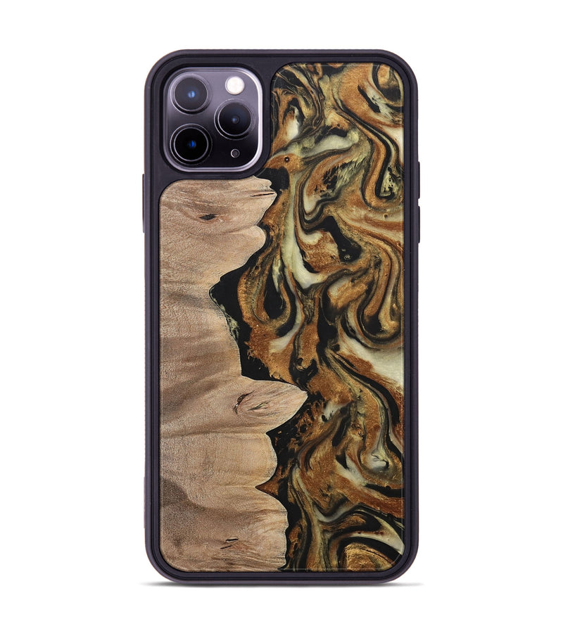 iPhone 11 Pro Max Wood+Resin Phone Case - Natasha (Black & White, 699585)