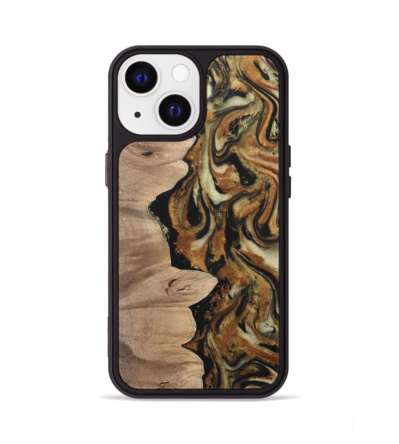 iPhone 13 Wood+Resin Phone Case - Natasha (Black & White, 699585)