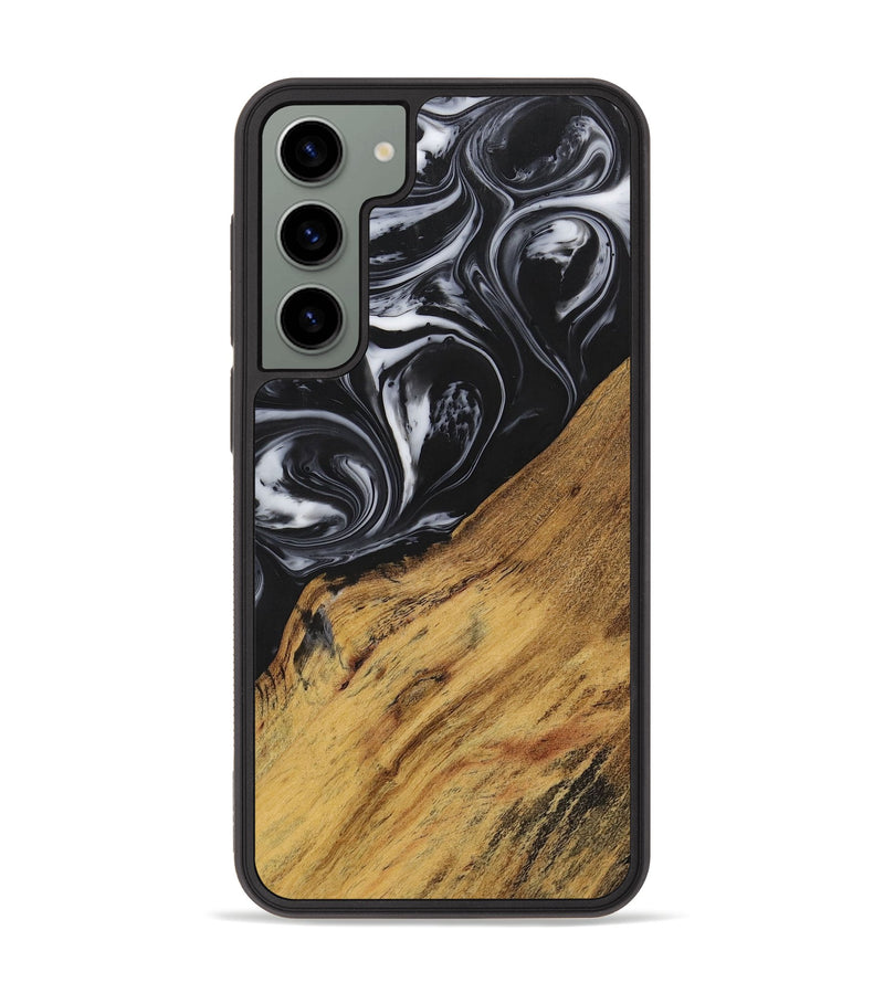 Galaxy S23 Plus Wood+Resin Phone Case - Marlene (Black & White, 699590)