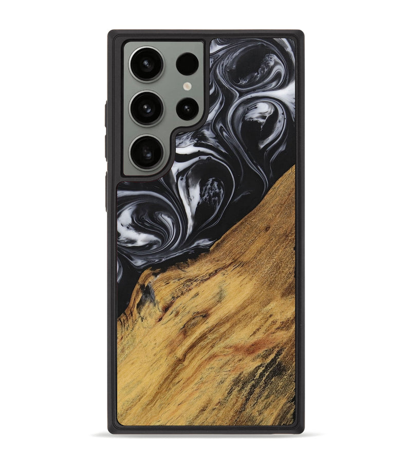 Galaxy S23 Ultra Wood+Resin Phone Case - Marlene (Black & White, 699590)