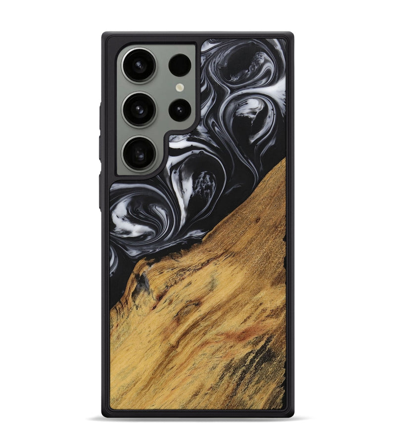 Galaxy S24 Ultra Wood+Resin Phone Case - Marlene (Black & White, 699590)