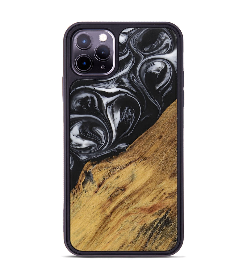 iPhone 11 Pro Max Wood+Resin Phone Case - Marlene (Black & White, 699590)