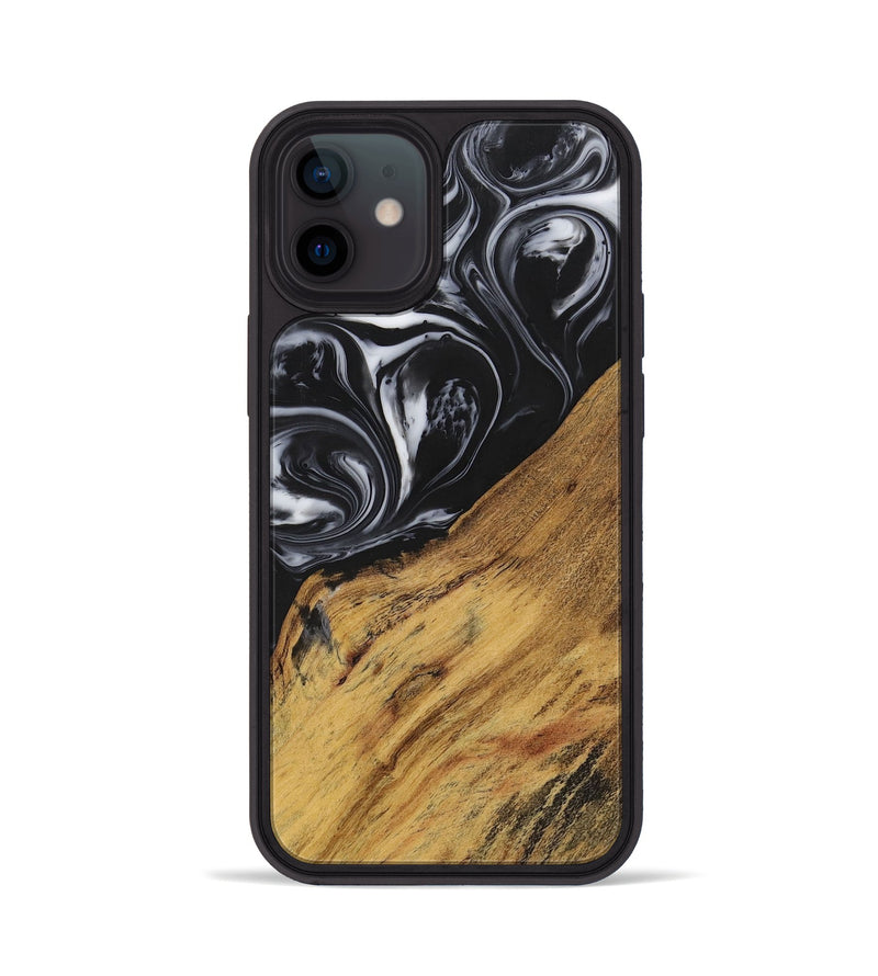 iPhone 12 Wood+Resin Phone Case - Marlene (Black & White, 699590)