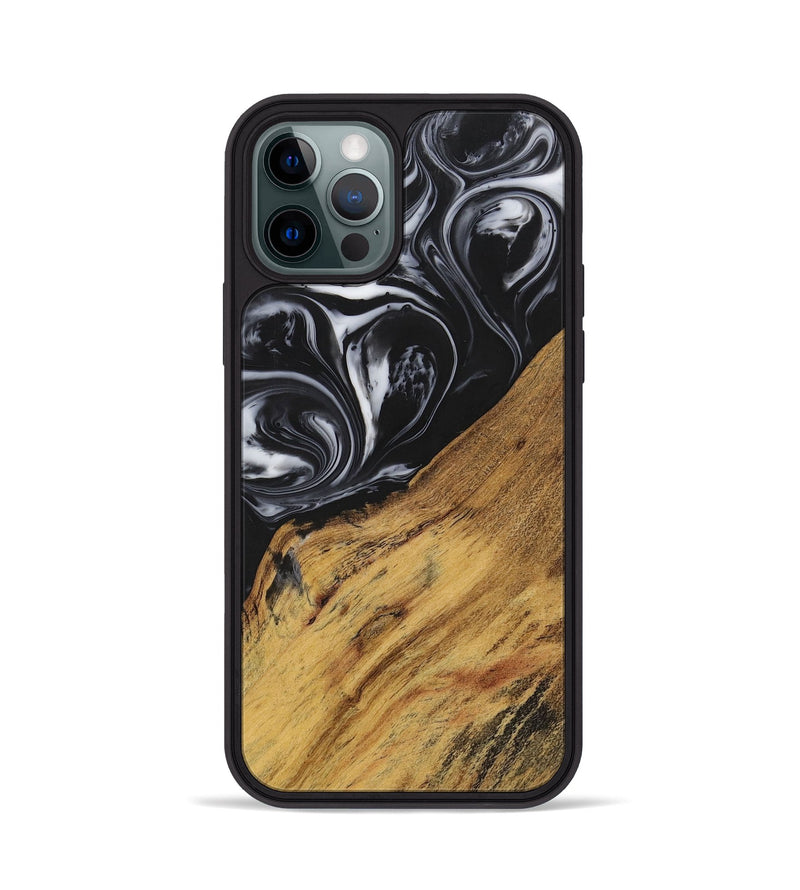 iPhone 12 Pro Wood+Resin Phone Case - Marlene (Black & White, 699590)