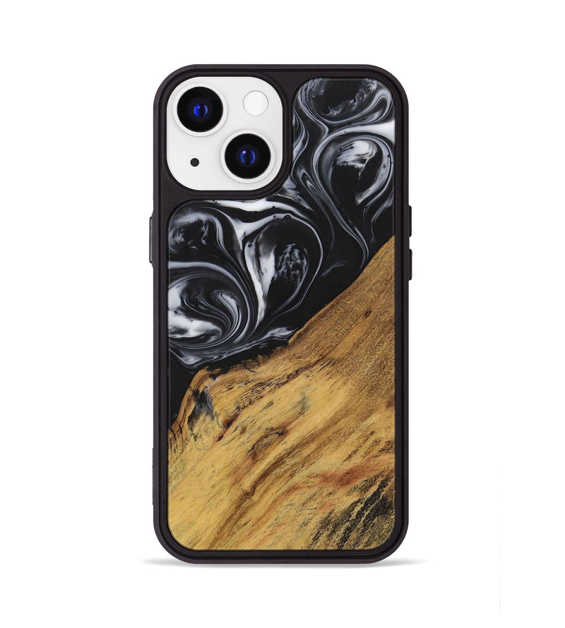 iPhone 13 Wood+Resin Phone Case - Marlene (Black & White, 699590)